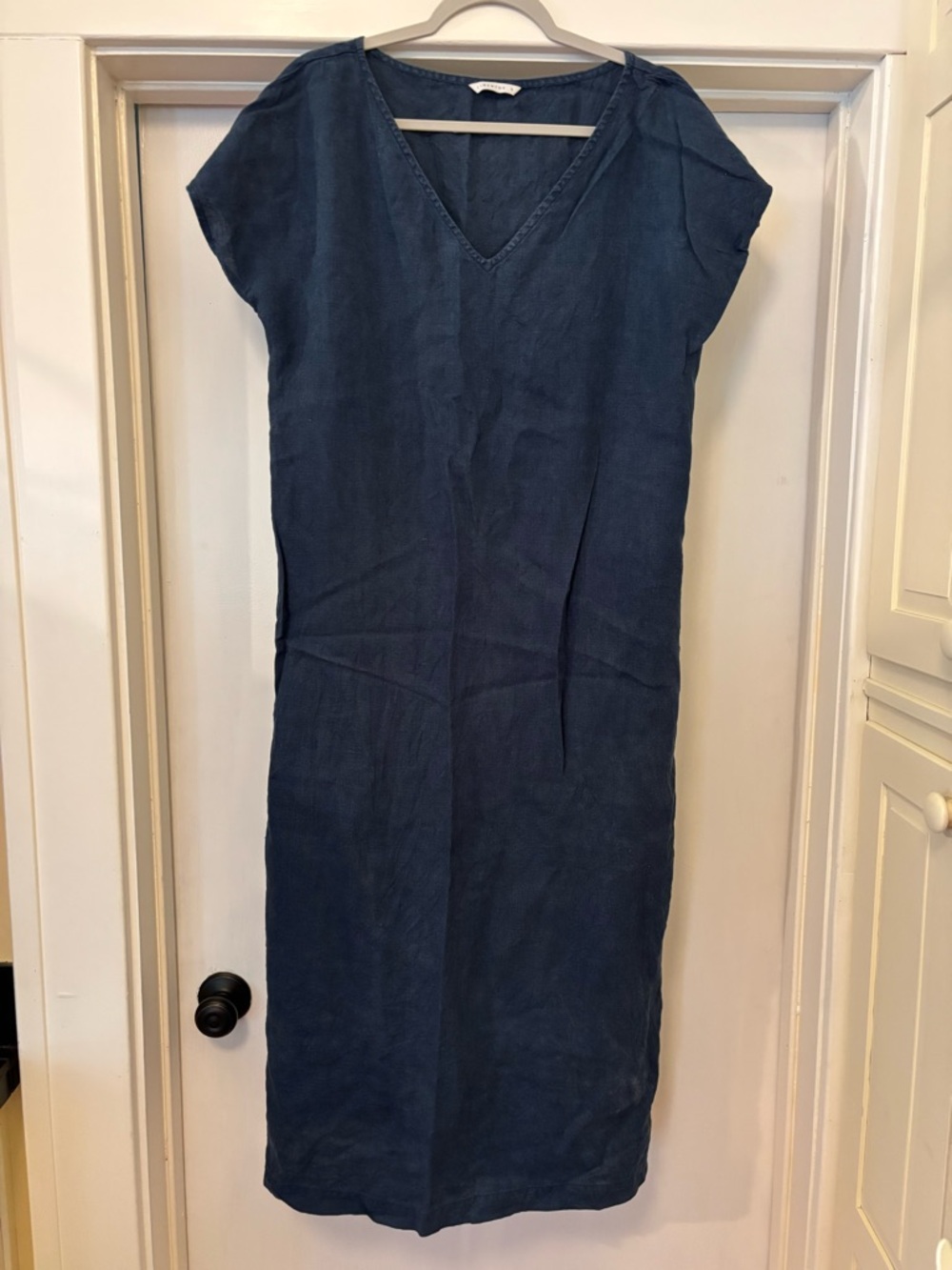 Linenfox V-Neck Navy Maxi Dress